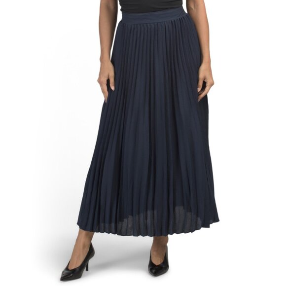 MAX STUDIO LONDON Navy Pleated Maxi Skirt - Picture 1 of 2